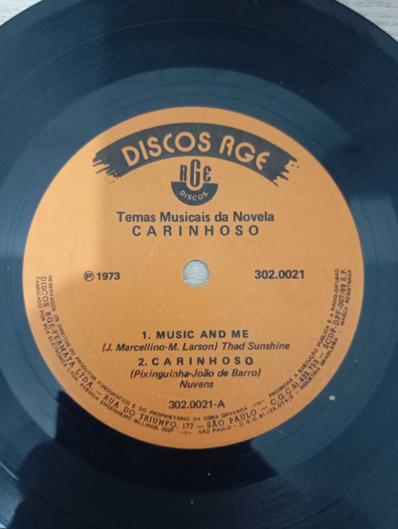 Compacto Vinil Temas Musicais da Novela Carinhoso