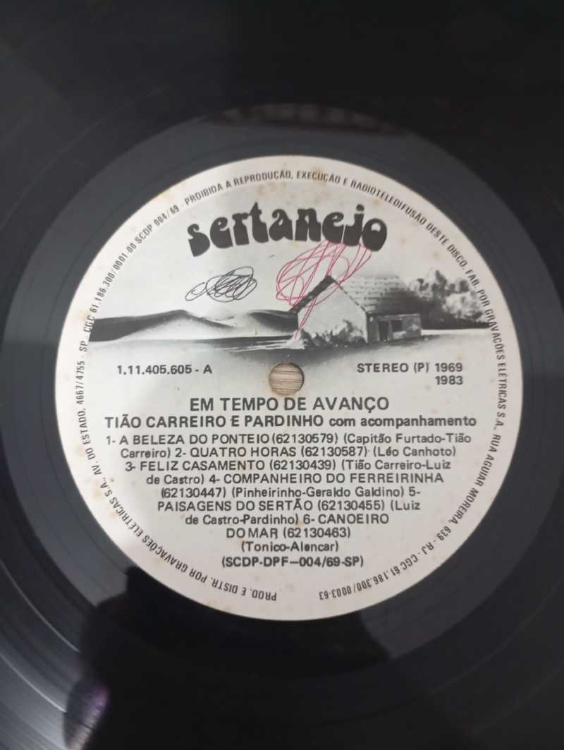 Lp Vinil Tião Carreiro e Pardinho Em Tempo de Avanço
