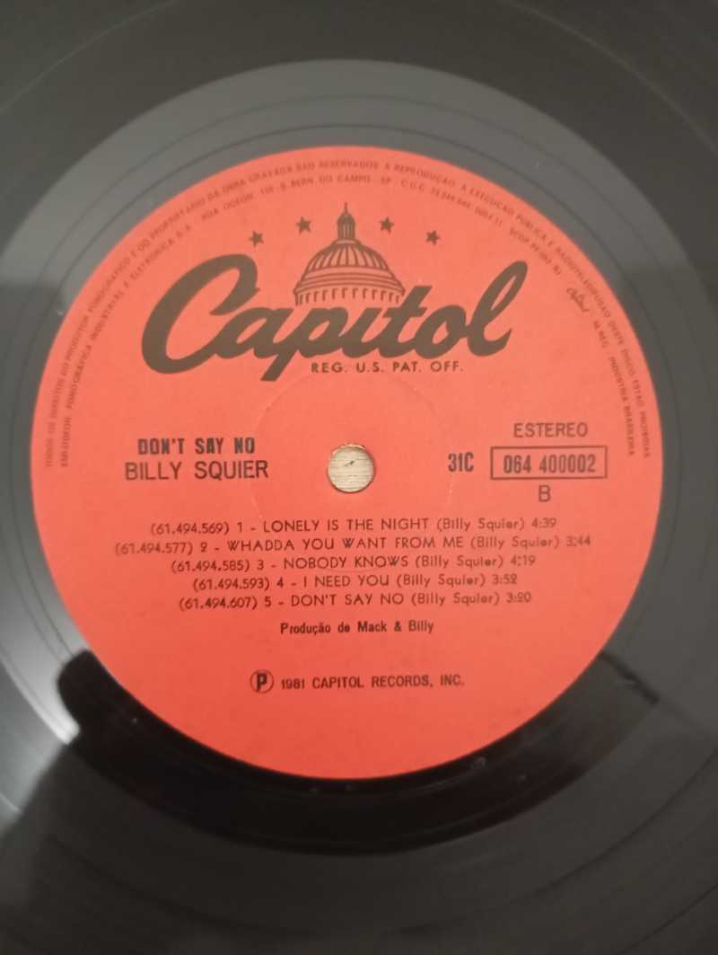 Lp Vinil Billy Squier Don't Say No Com Encarte