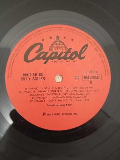 Lp Vinil Billy Squier Don't Say No Com Encarte