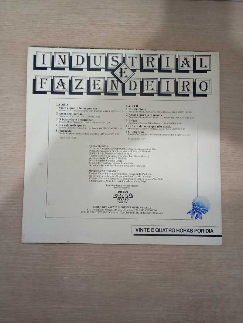Lp Vinil Industrial e Fazendeiro Vinte Quatro Horas Dia