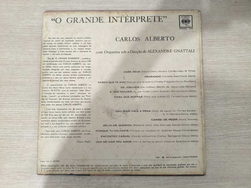 Lp Vinil Carlos Alberto O Grande Intérprete