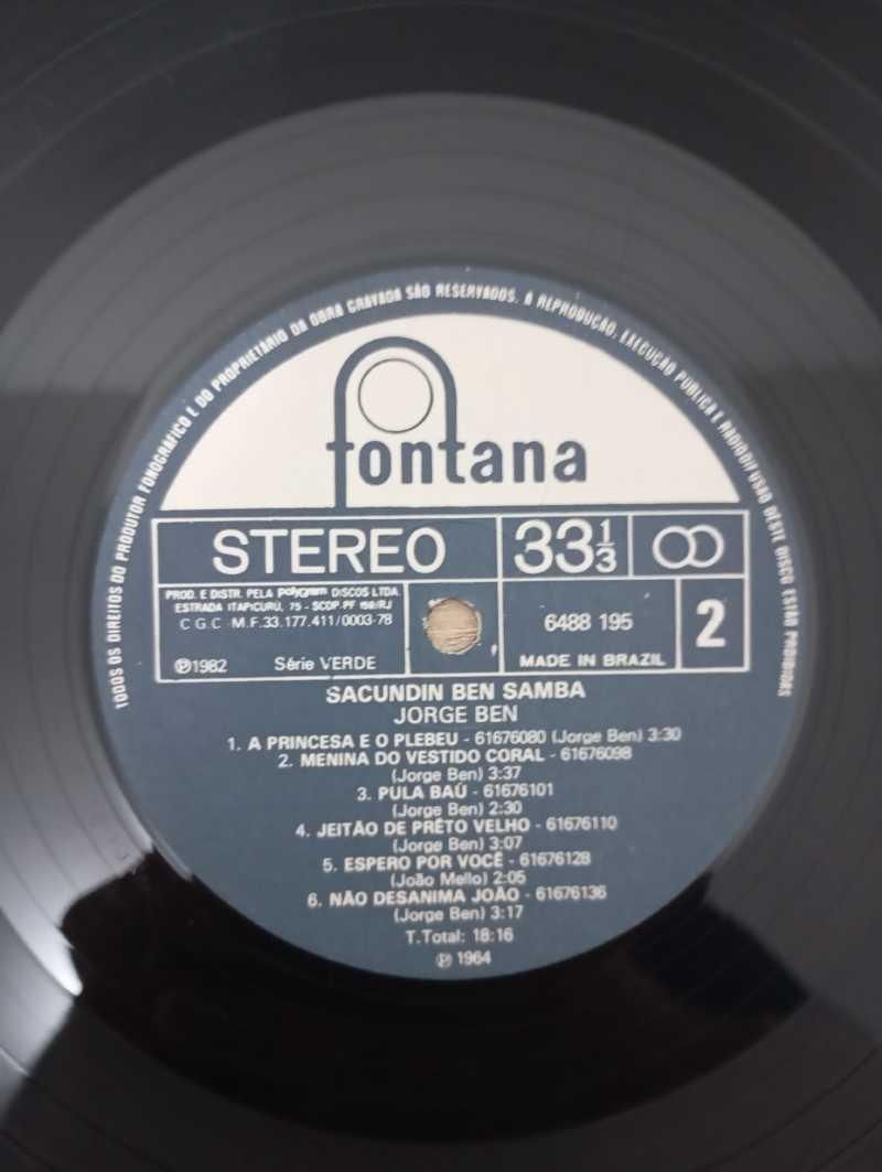 Lp Vinil Jorge Ben Sacundin Ben Samba