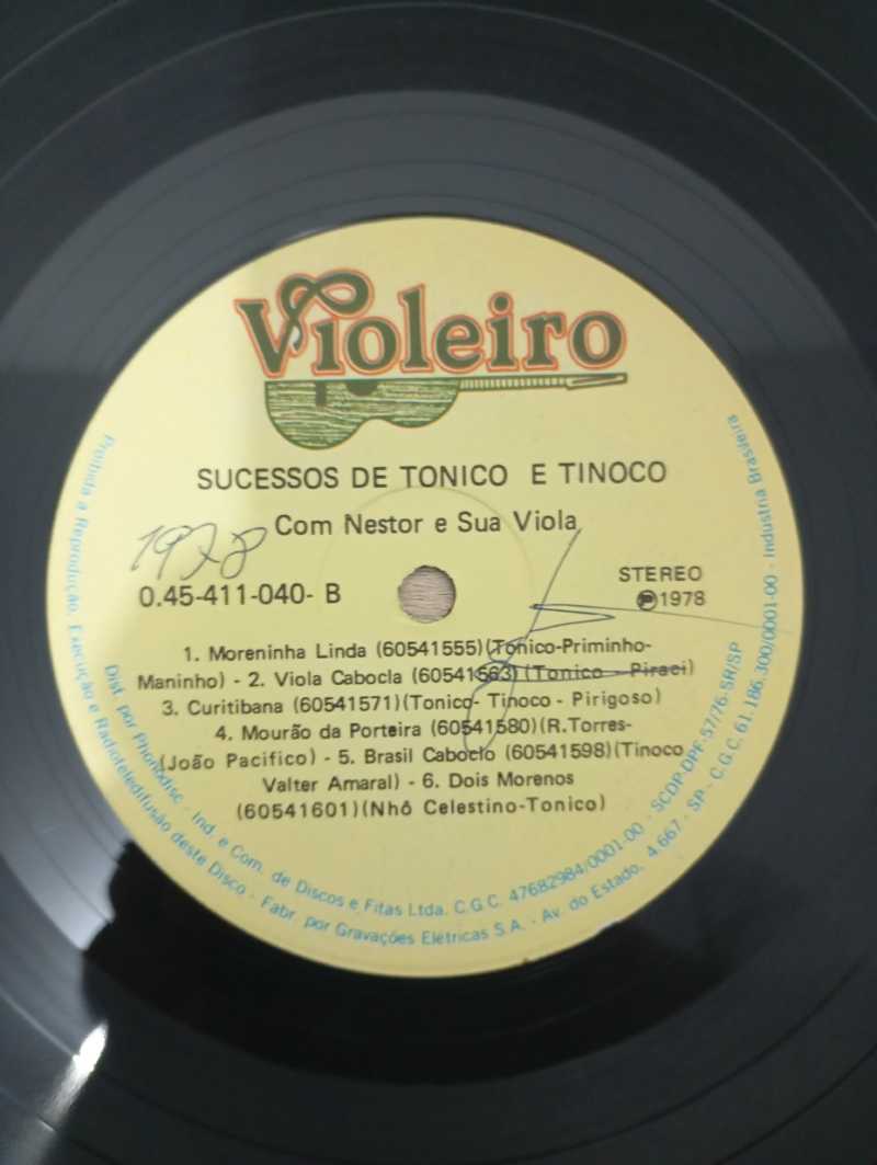 Lp Vinil Nestor e Sua Viola Sucessos de Tonico e Tinoco