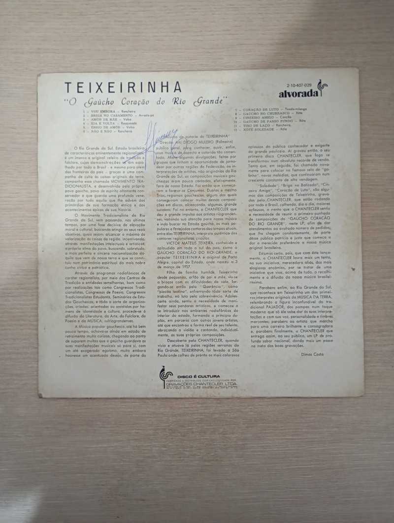 Lp Vinil Teixeirinha O Gaúcho Coração do Rio Grande