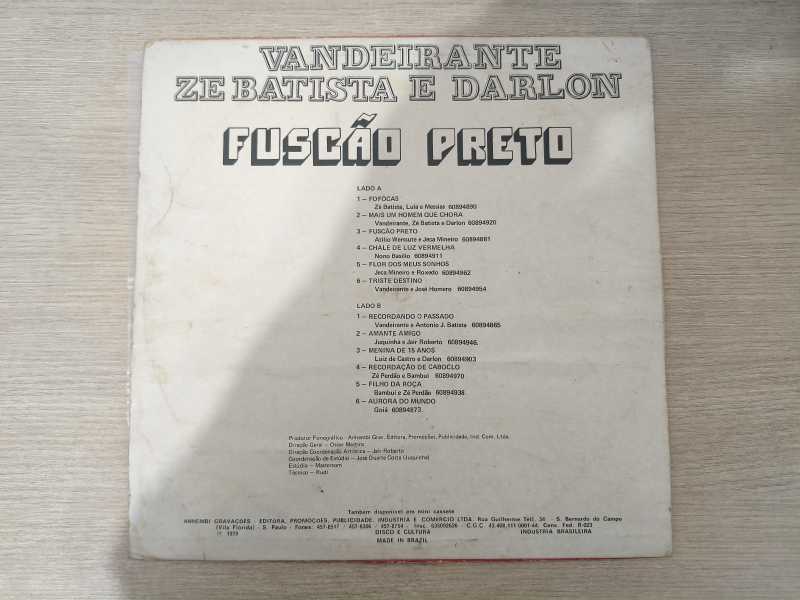 Lp Vinil Vandeirante Zé Batista E Darlon Fusção Preto