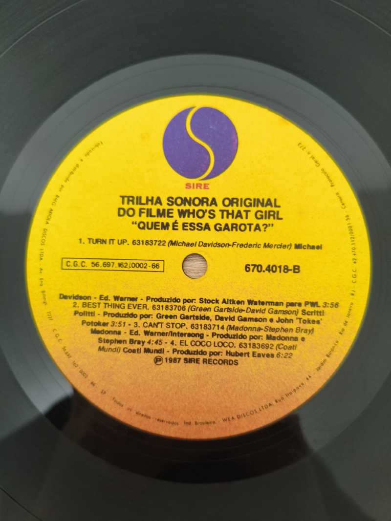 Lp Vinil Madonna Who's That Girl / Quem é essa garota