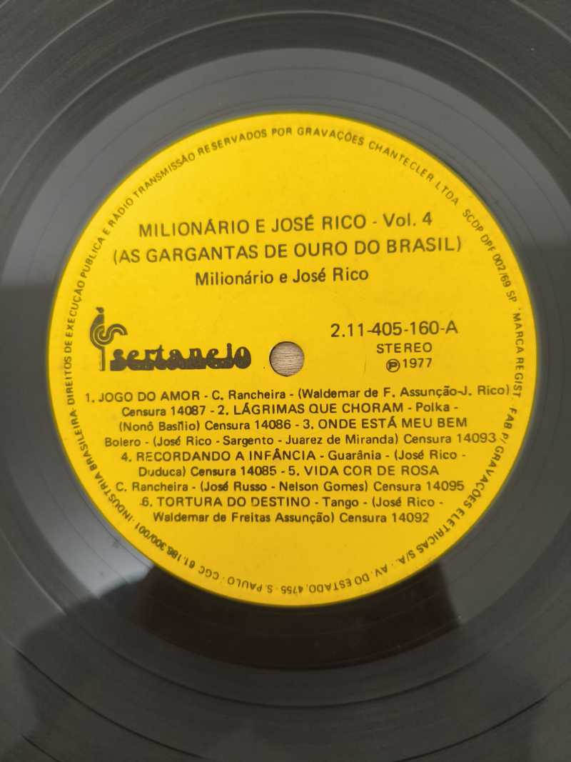 Lp Vinil Milionário & José Rico Gargantas Ouro Brasil 4