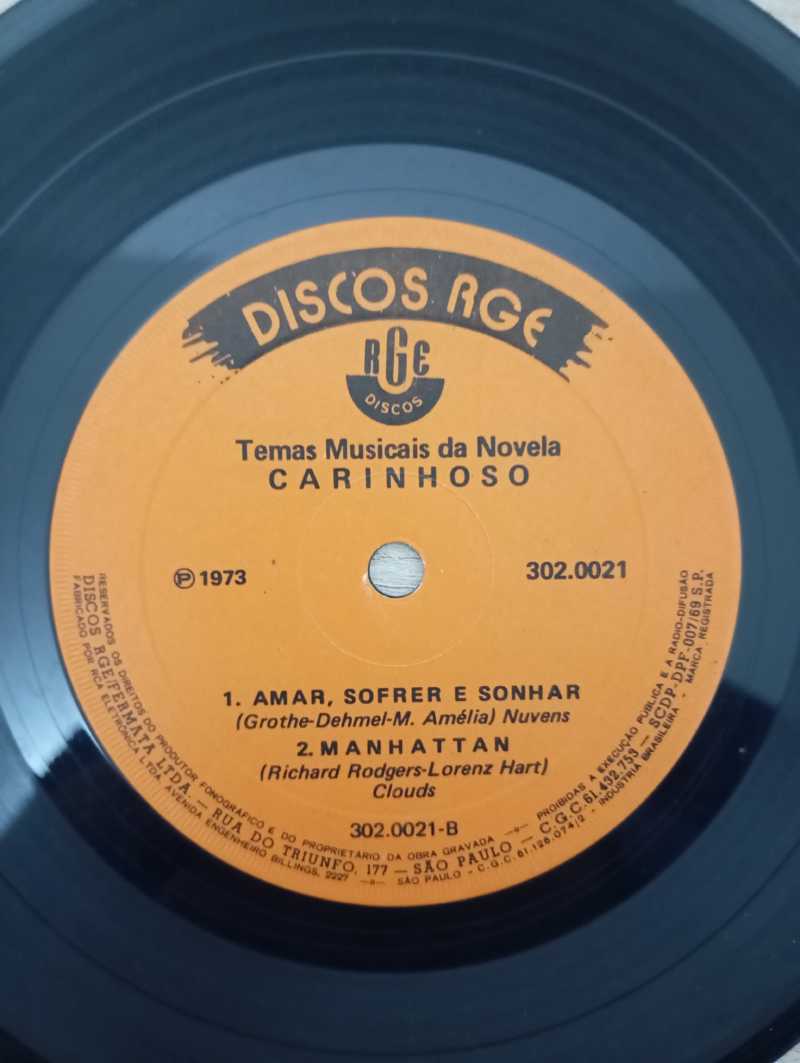Compacto Vinil Temas Musicais da Novela Carinhoso
