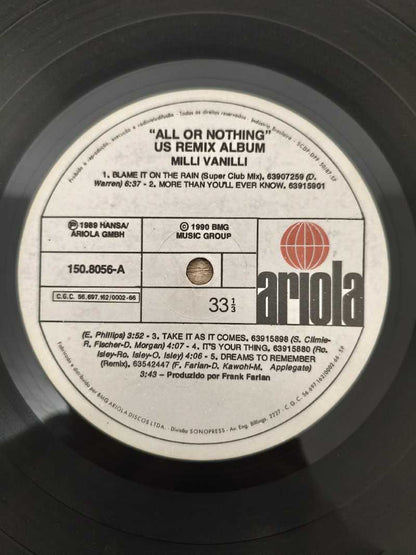 Lp Vinil Milli Vanilli All Or Nothing US Remix Album