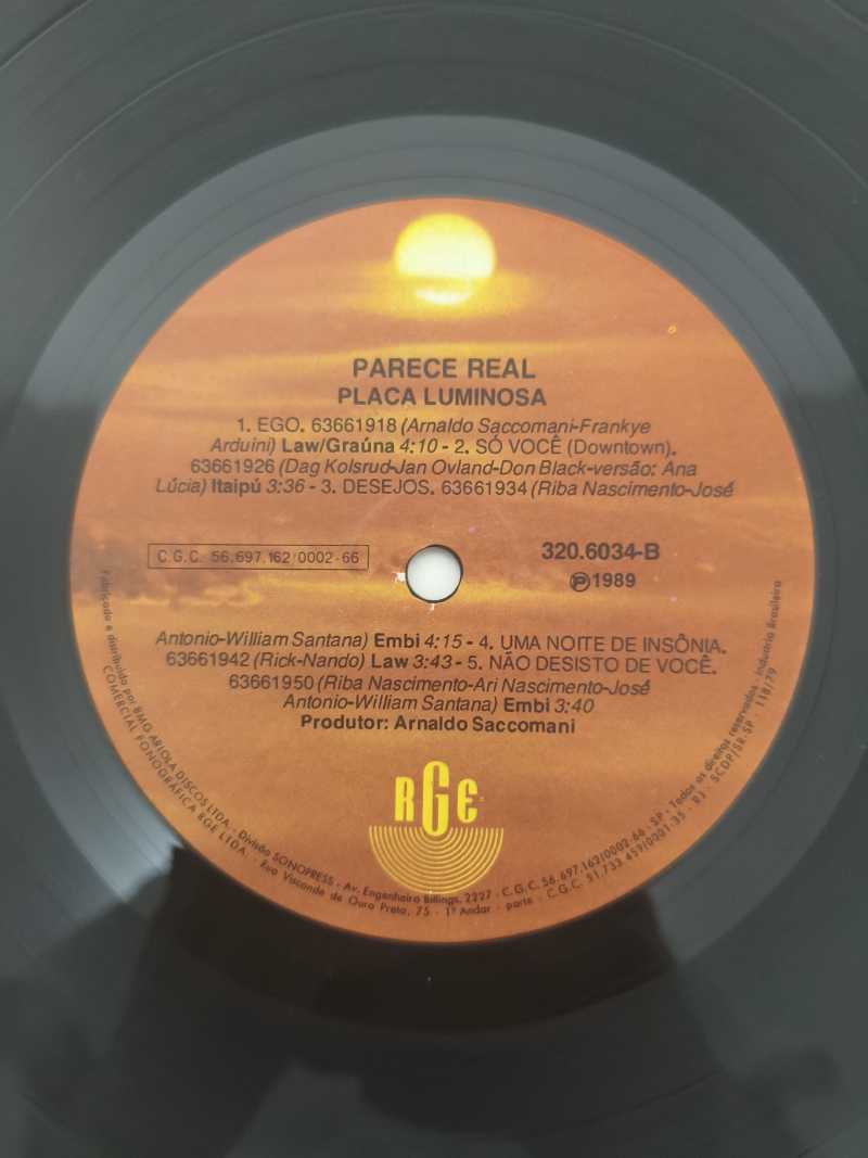 Lp Vinil Placa Luminosa Parece Real Com Encarte