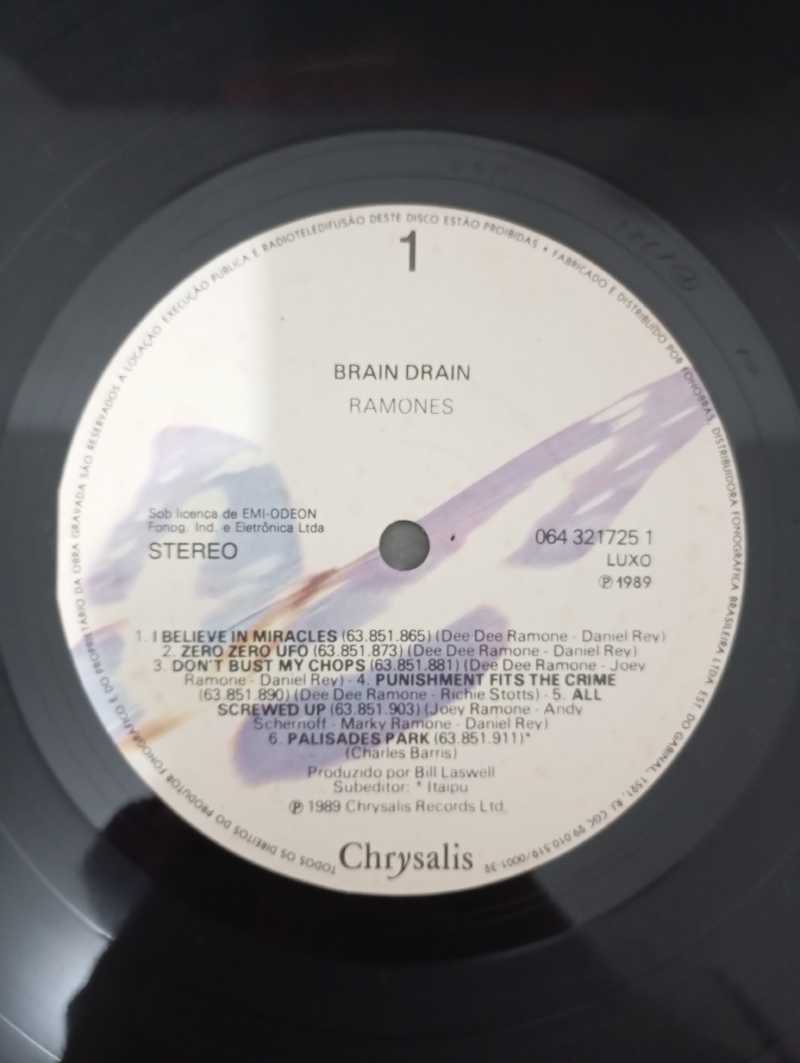 Lp Vinil Ramones Brain Drain Com Encarte