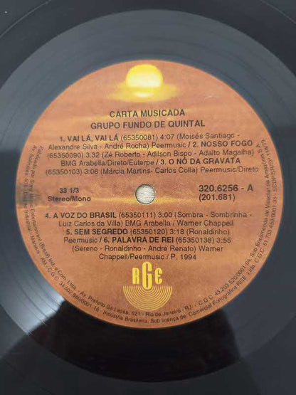 Lp Vinil Fundo De Quintal Carta Musicada, Leia