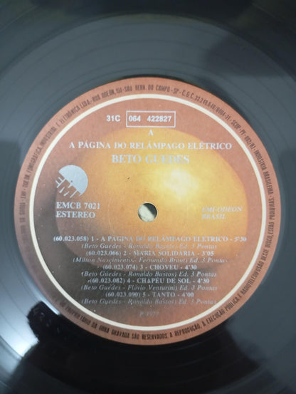 Lp Vinil Beto Guedes A Página Relâmpago Elétrico