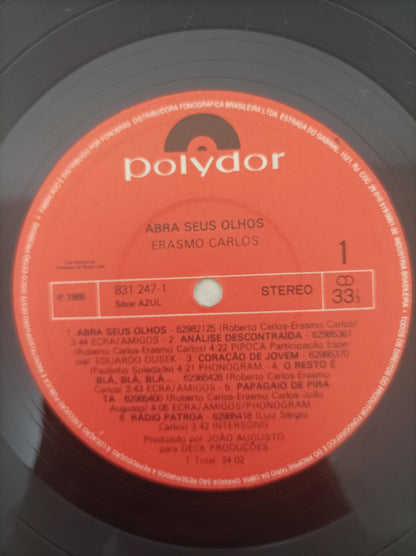 Disco Vinil Abra Seus Olhos Erasmo Carlos Com Encarte A