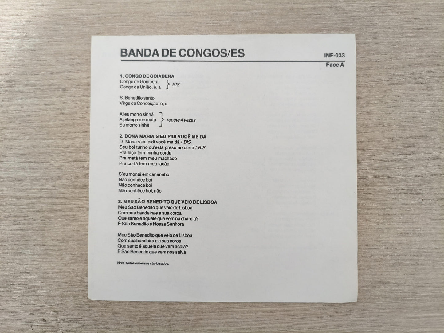 Compacto Vinil Folclore Brasileiro 33 Banda Congos C/Encarte