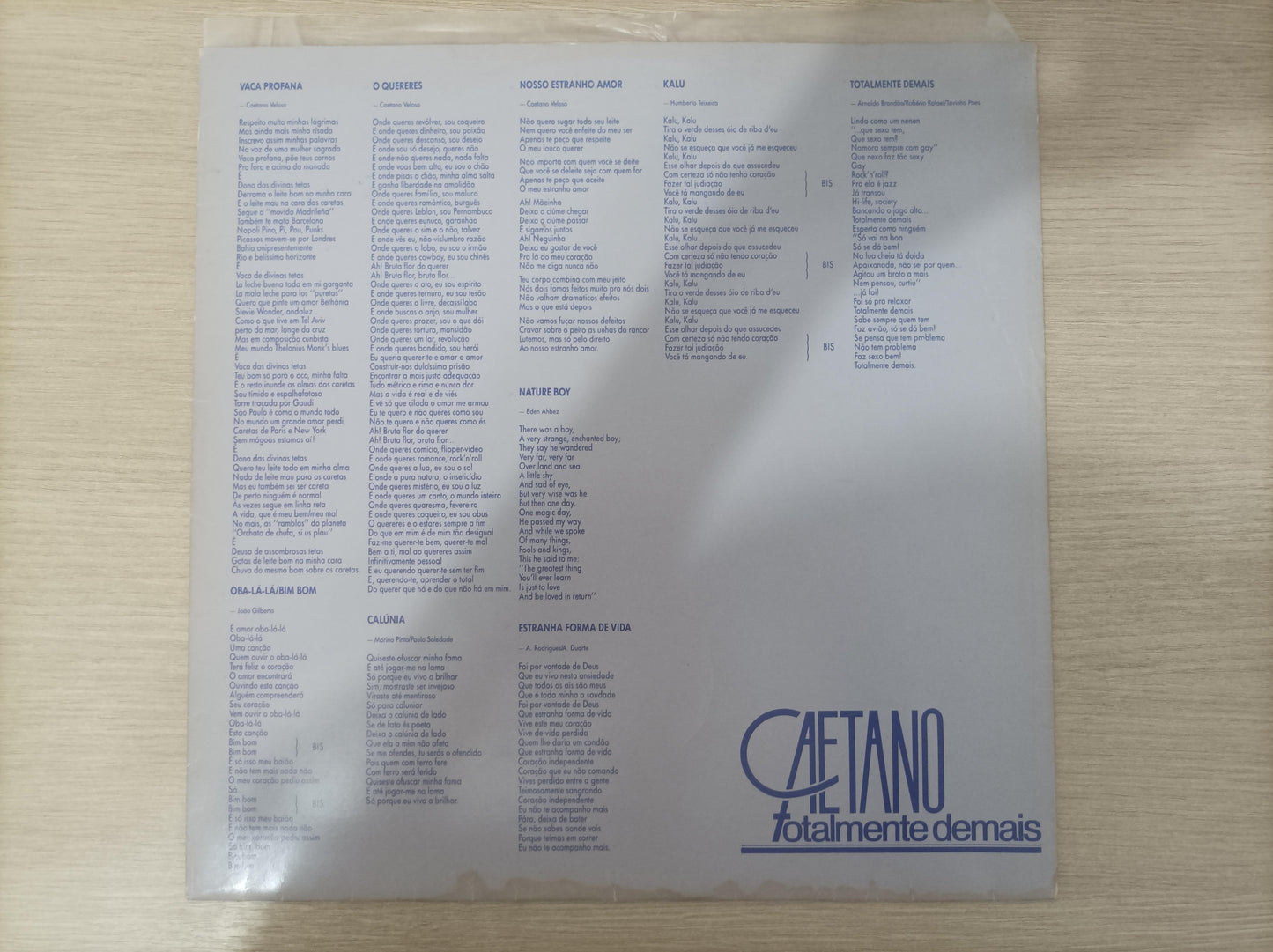 Disco Vinil Totalmente Demais Caetano Veloso Com Encarte A