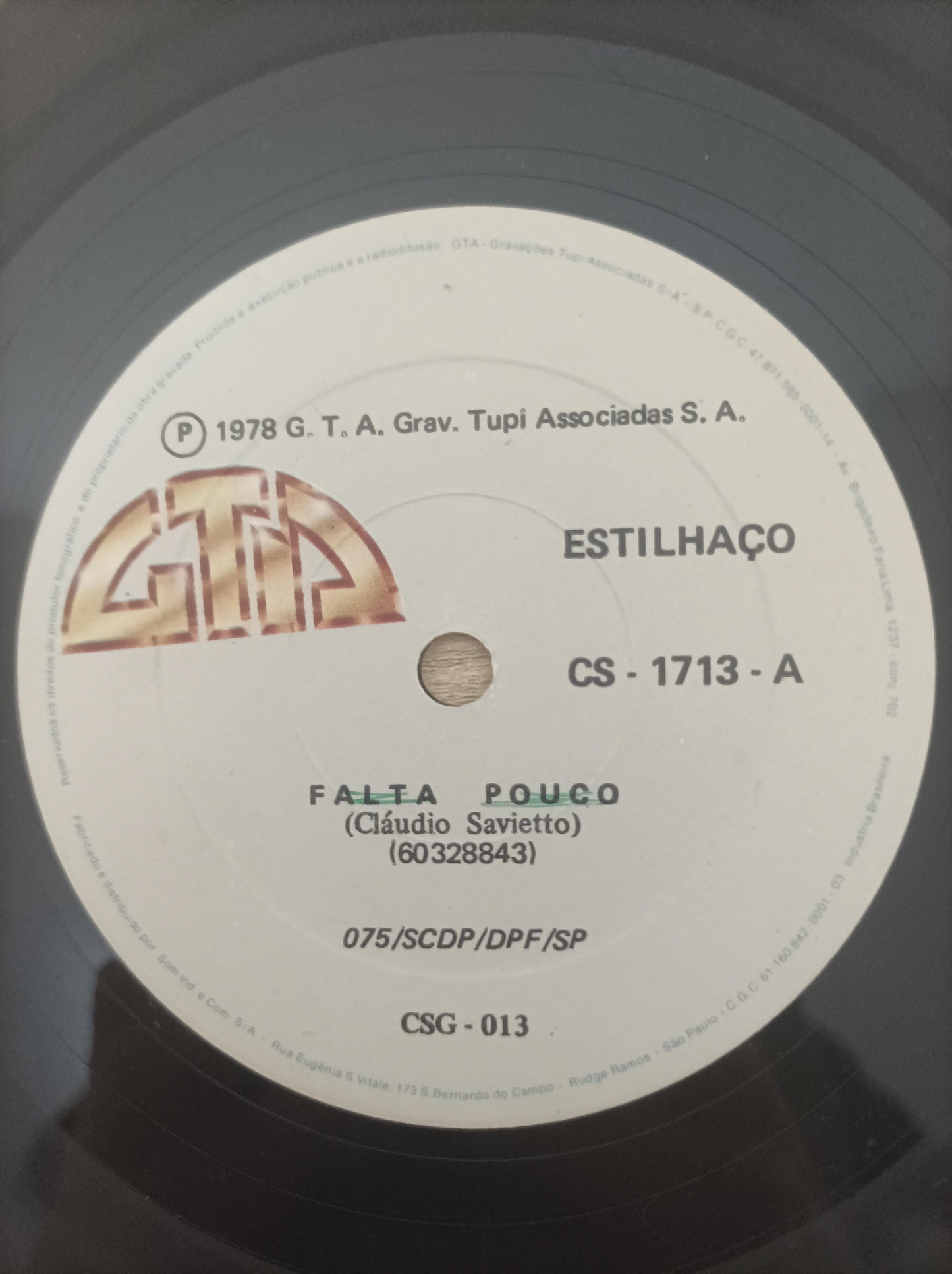 Compacto Vinil Estilhaço Falta Pouco / Saracoteia