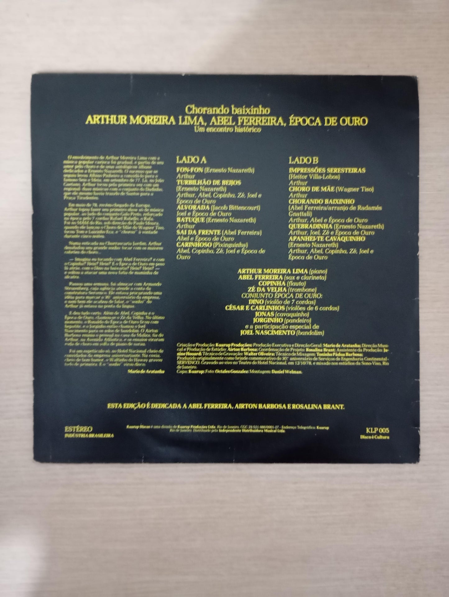Lp Vinil Arthur Moreira Lima Abel Ferreira Chorando Baixinho