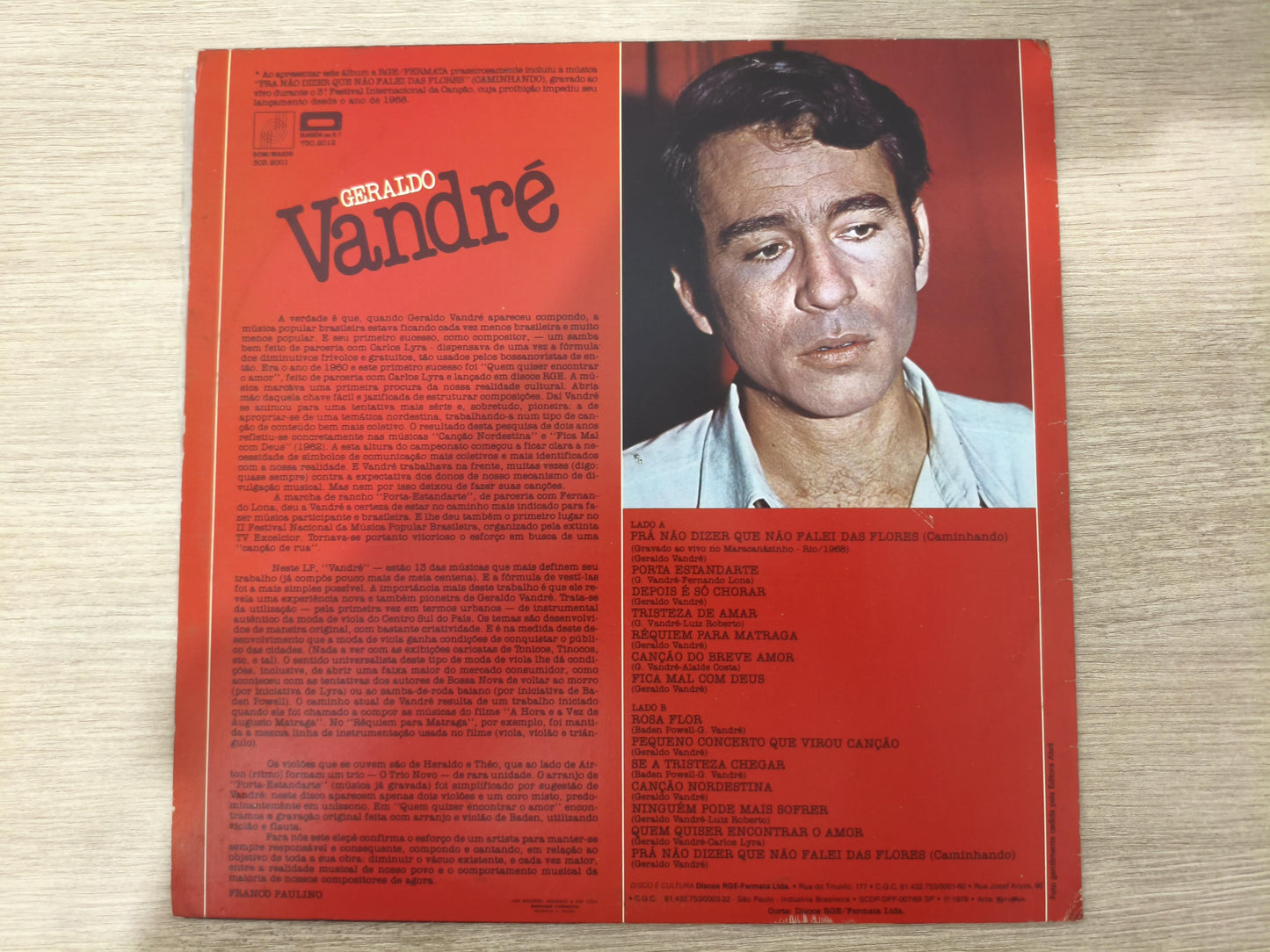 Lp Vinil Geraldo Vandré Pra Não Dizer Que Não Falei Flores
