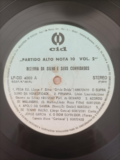 Lp Vinil Bezerra Da Silva Partido Alto Nota 10 Vol. 2