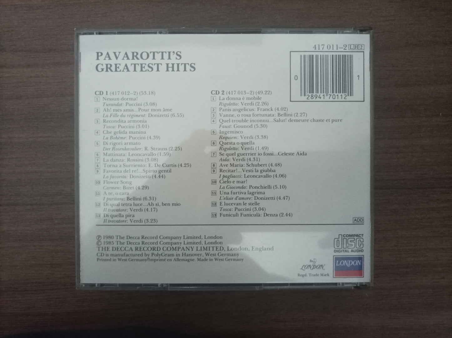 CD Luciano Pavarotti Greatest Hits Duplo Importado