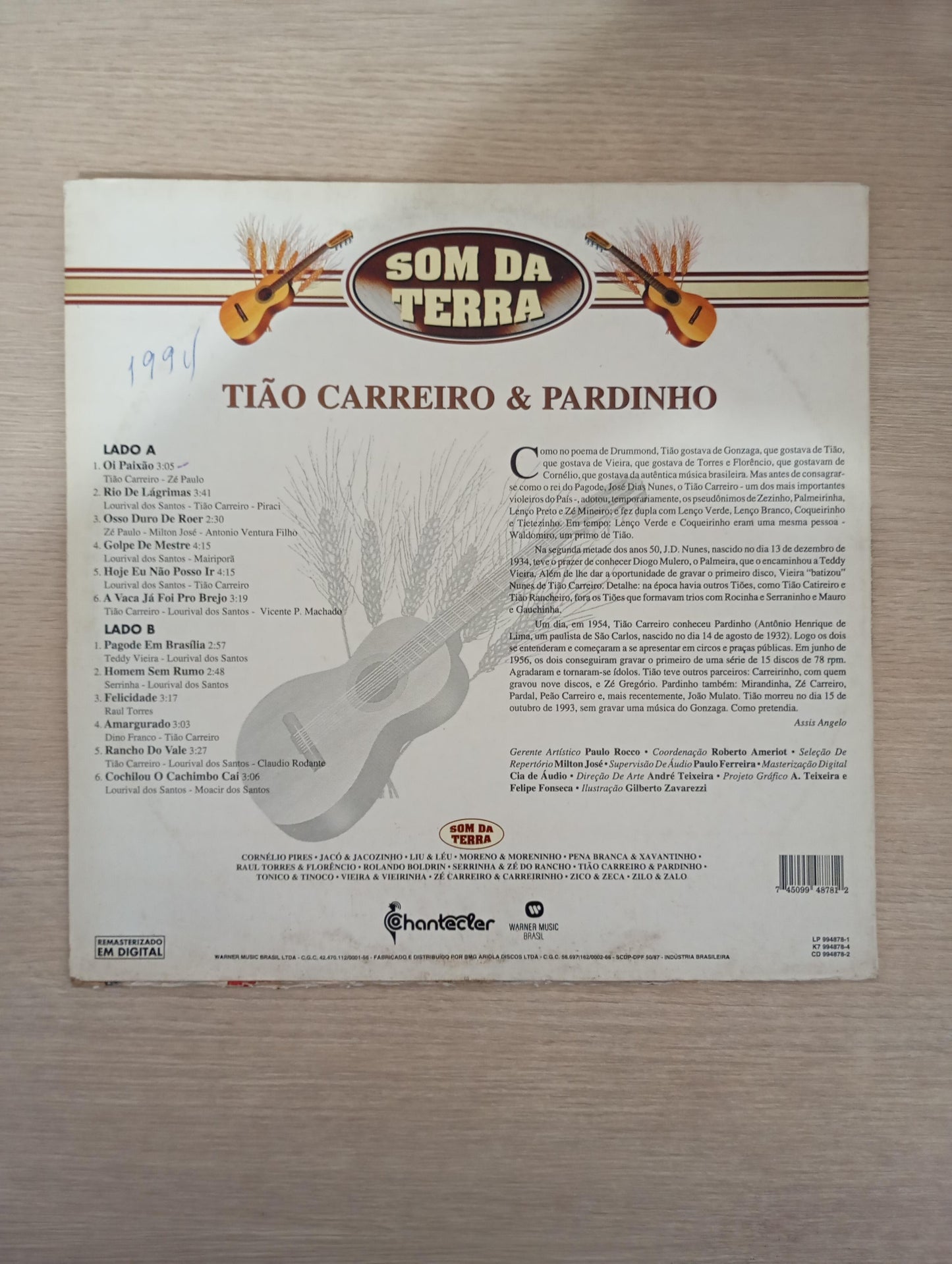 Lp Vinil Tião Carreiro e Pardinho Som da Terra
