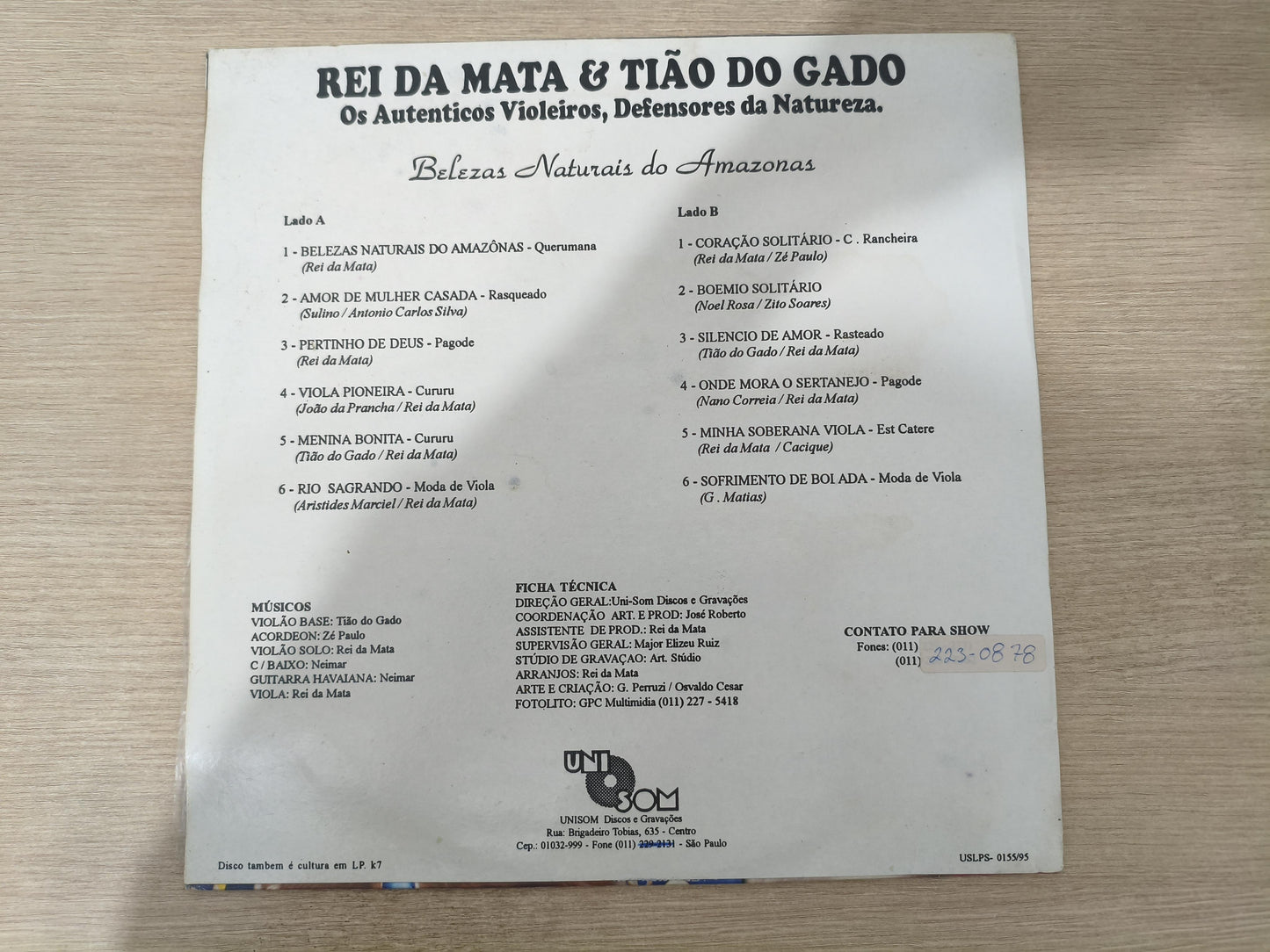 Lp Vinil Rei da Mata & Tião do Gado Os Autenticos Violeiros