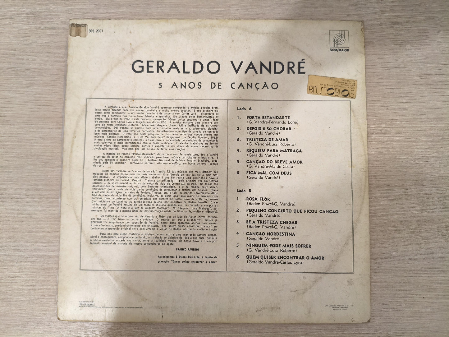 Lp Vinil Geraldo Vandré 5 Anos de Canção