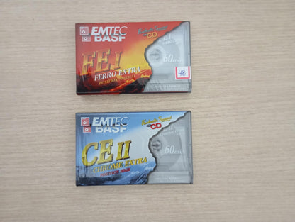 Fita K7 Cassete 2 Cassetes EMTEC BASF FE I e CE II 2 Lacradas