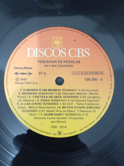 Lp Vinil Ney Matogrosso Pescador De Pérolas Com Encarte
