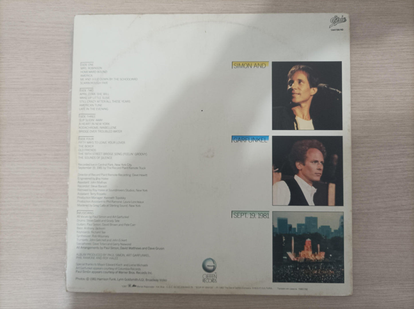 Disco Vinil Central Park Simon & Garfunkel Duplo C/ Encarte
