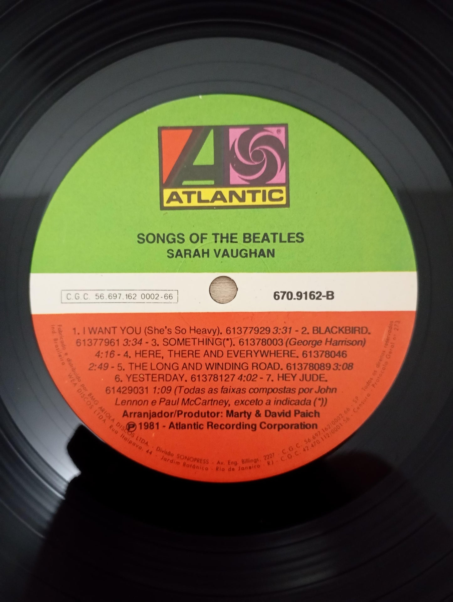 Lp Vinil Sarah Vaughan Songs Of The Beatles