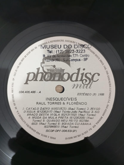 Lp Vinil Raul Torres E Florêncio Inesquecíveis