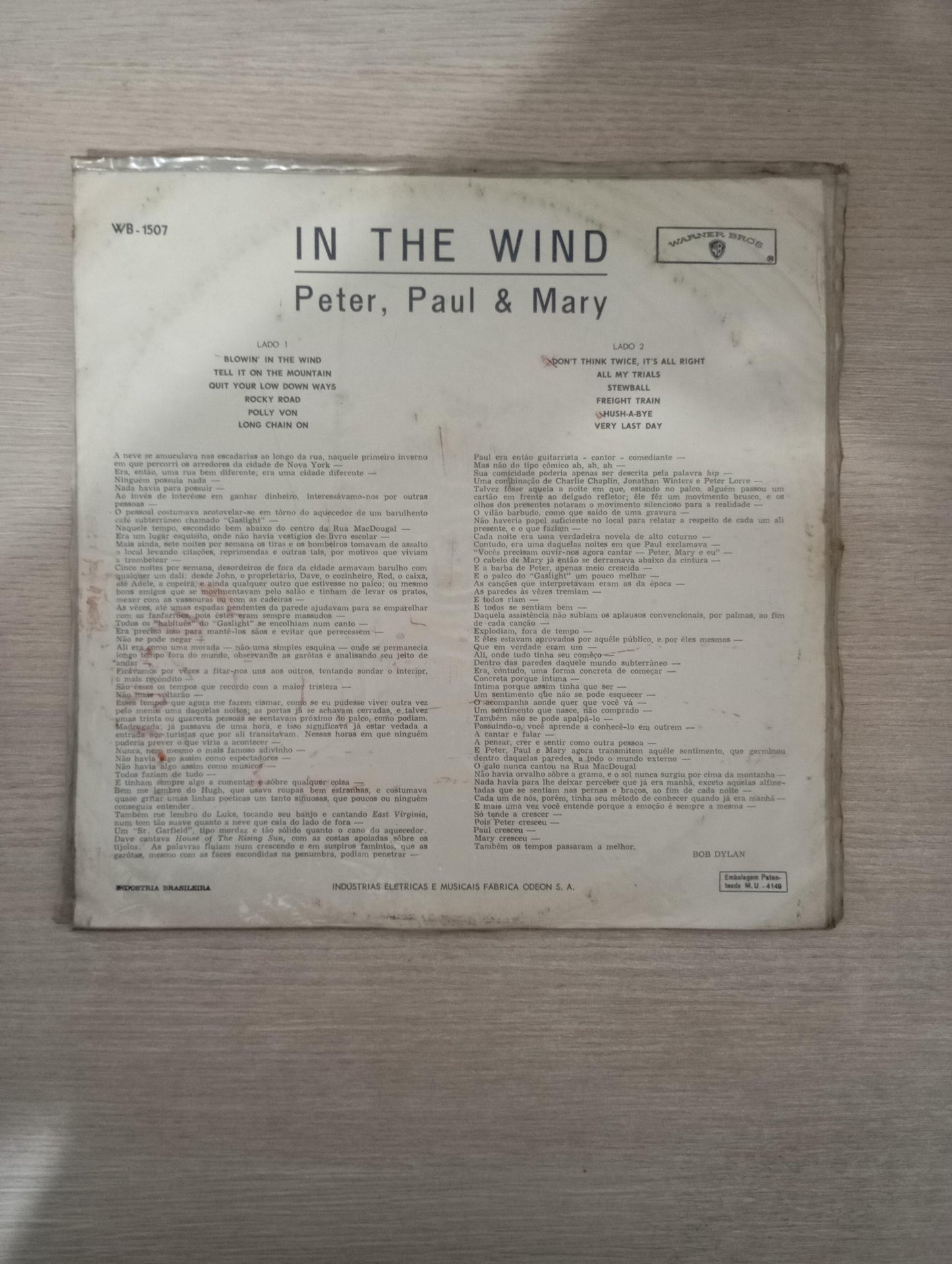 Lp Vinil Peter, Paul & Mary In The Wind