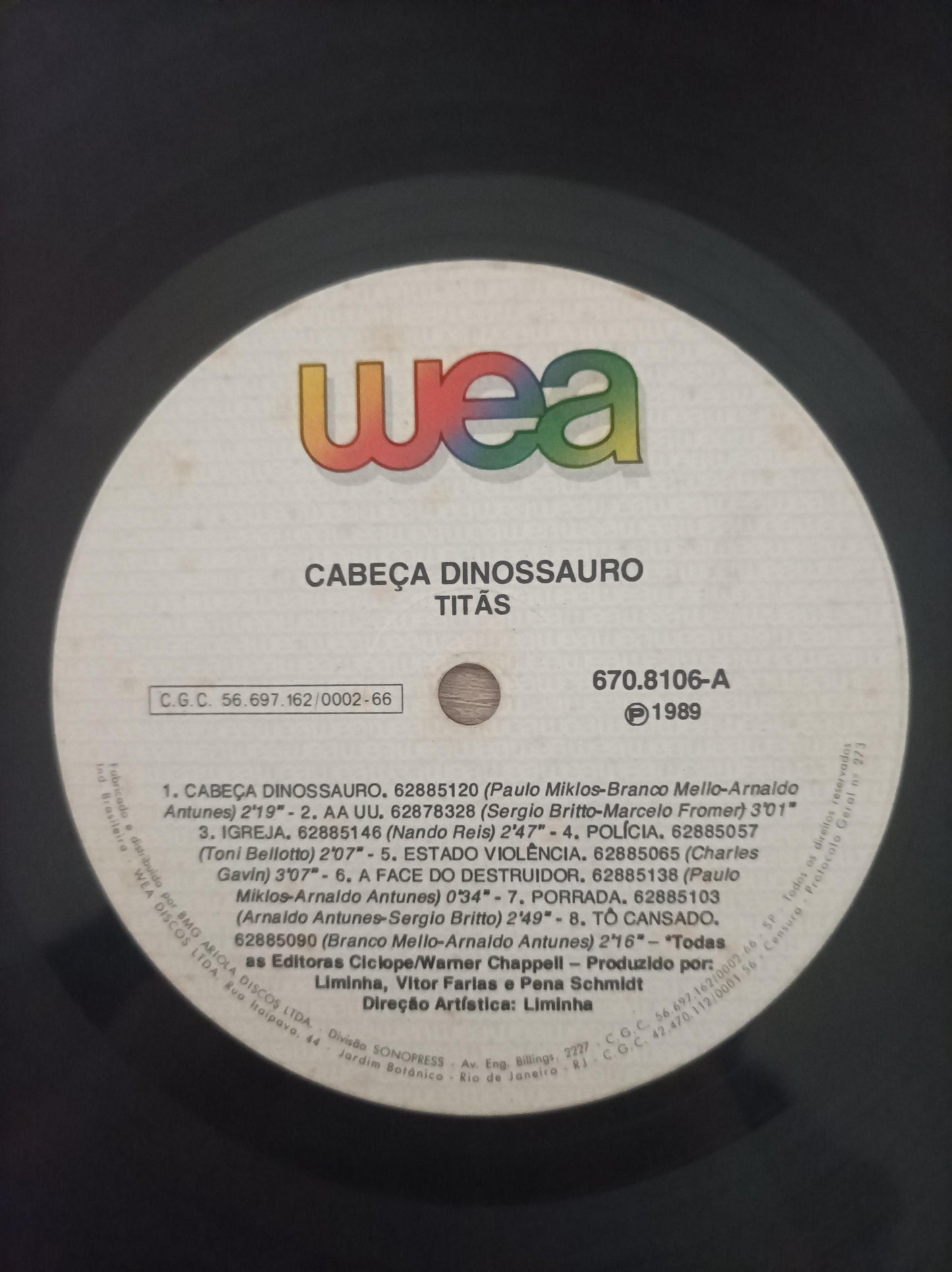 Disco Vinil Cabeça Dinossauro Titãs Capa Dupla A