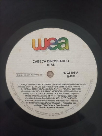 Disco Vinil Cabeça Dinossauro Titãs Capa Dupla A