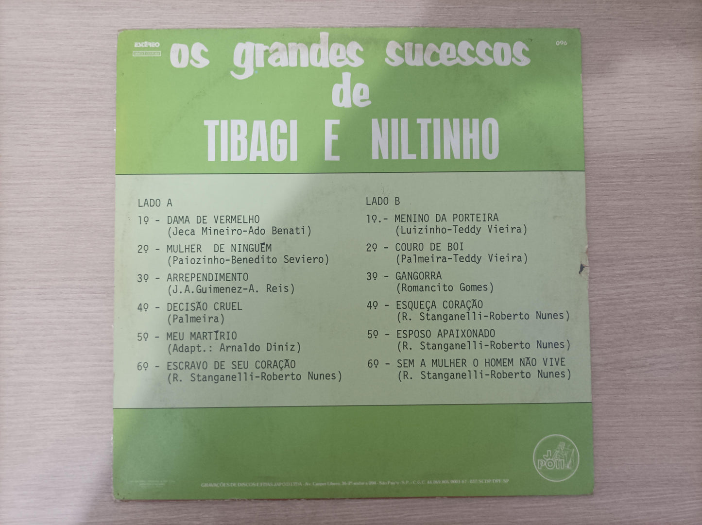 Lp Vinil Tibagi E Niltinho Os Grandes Sucessos de