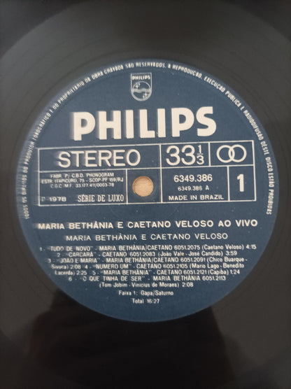 Lp Vinil Maria Bethânia & Caetano Veloso Ao Vivo Capa Dupla