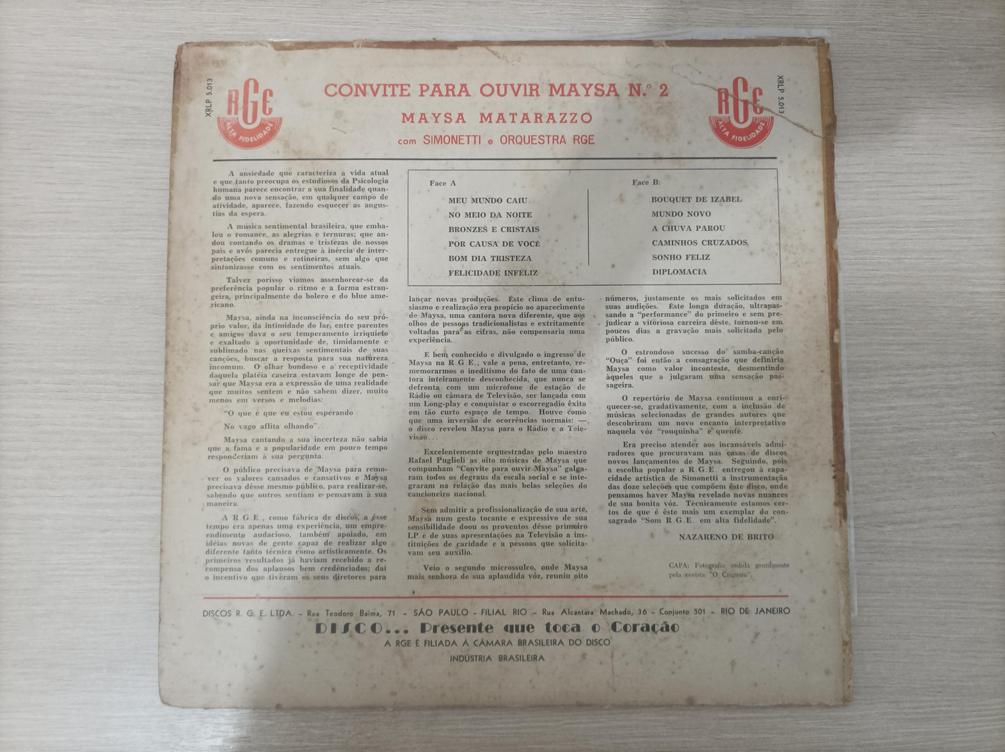 Lp Vinil Maysa Matarazzo Convite Para Ouvir Maysa N.º 2