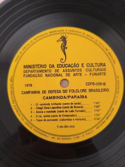 Compacto Vinil Cambinda / Paraíba Folclore Brasileiro 26 A