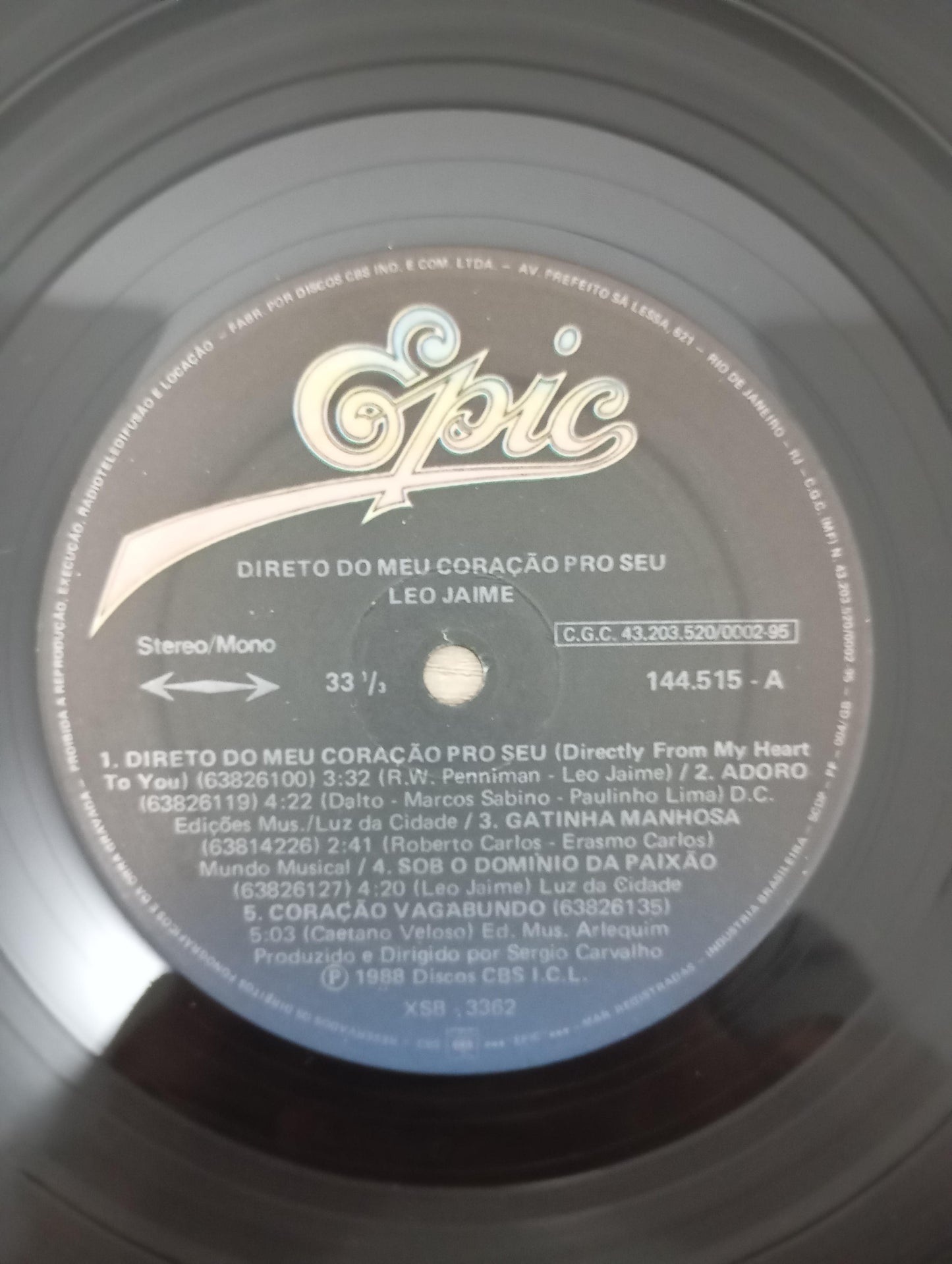 Disco Vinil Direto Do Meu Coração Pro Seu Leo Jaime A