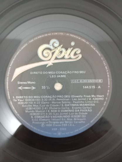 Disco Vinil Direto Do Meu Coração Pro Seu Leo Jaime A