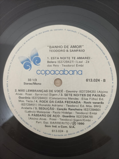 Lp Vinil Teodoro & Sampaio Banho De Amor