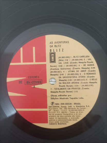 Lp Vinil Blitz As Aventuras da Com Encarte