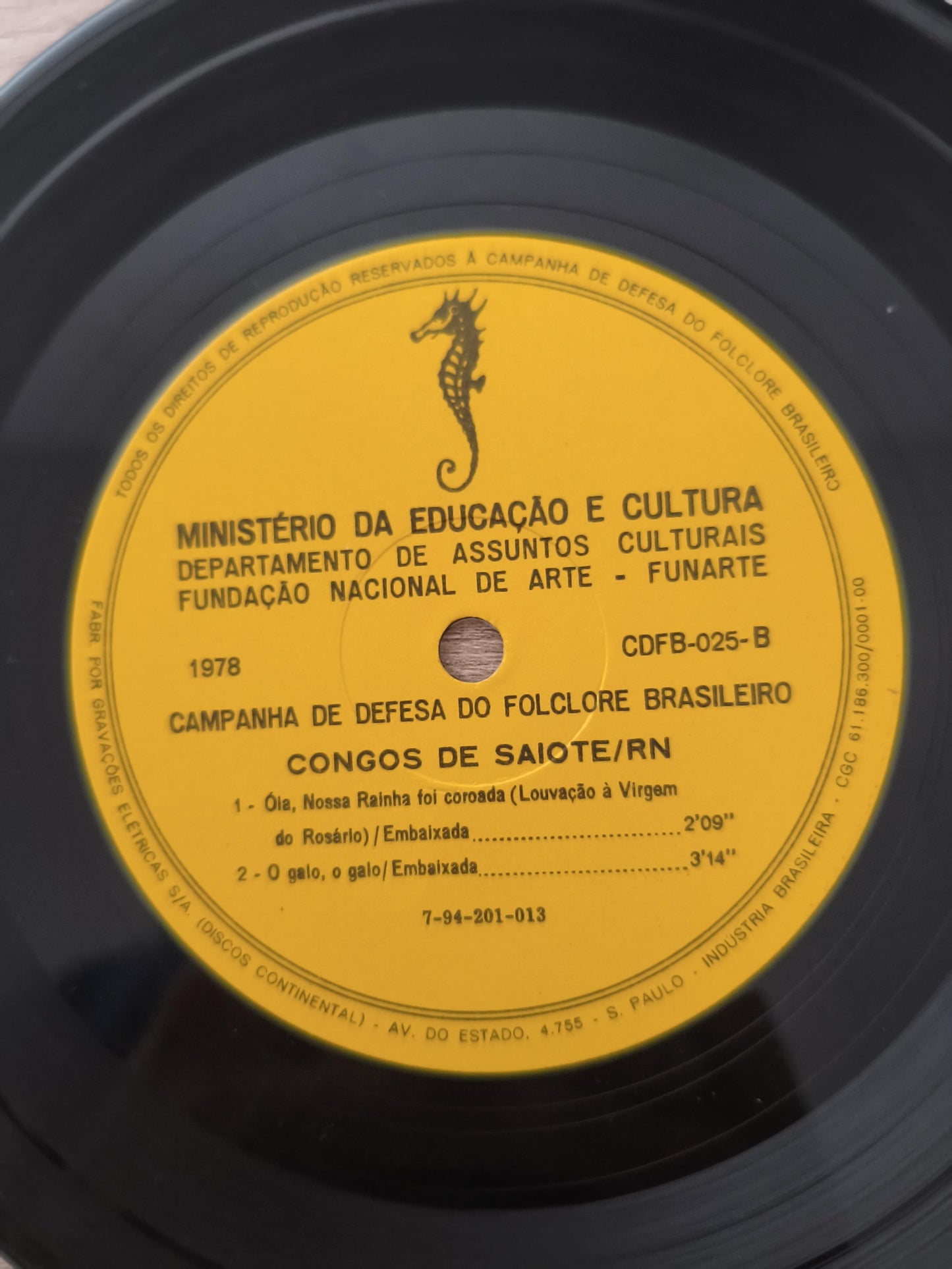 Compacto Vinil Folclore Brasileiro 25 Congos De Saiote / RN