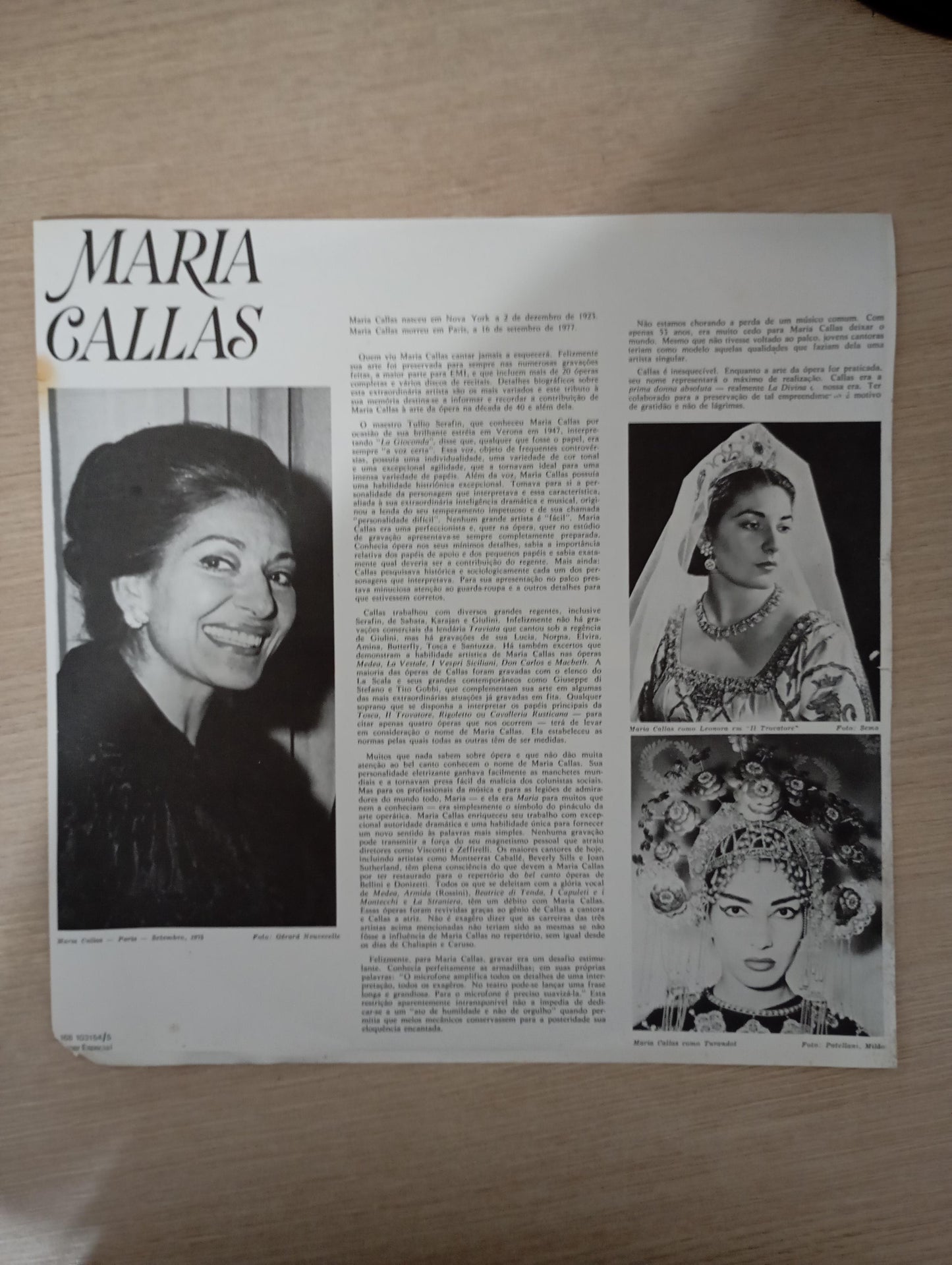 Lp Vinil O Álbum de Maria Callas Duplo Com Encartes