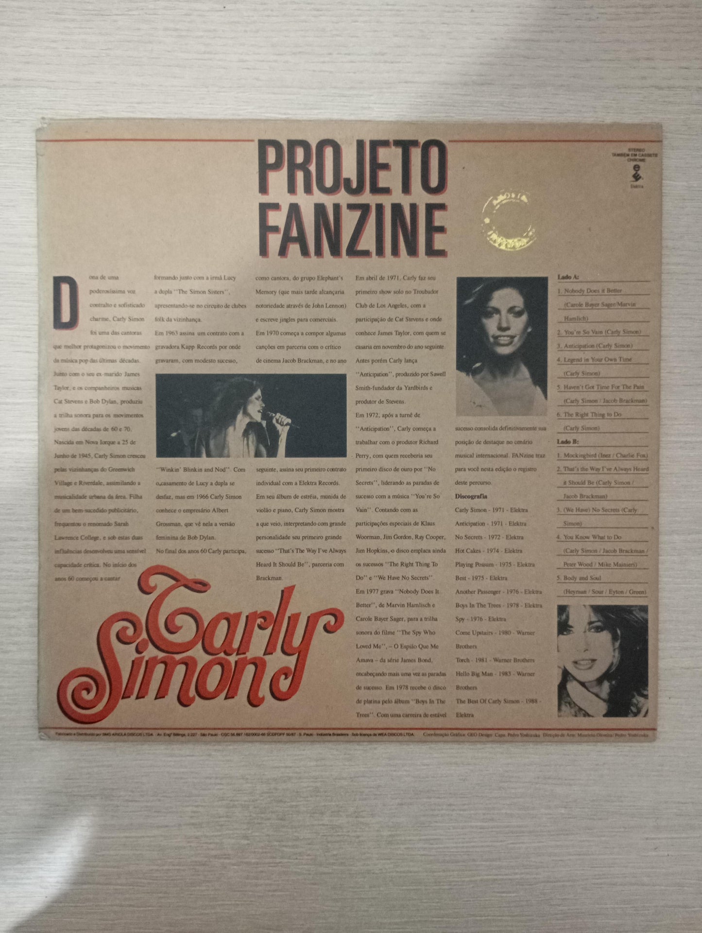 Lp Vinil Carly Simon The Best Of Carly Simon Com Encarte