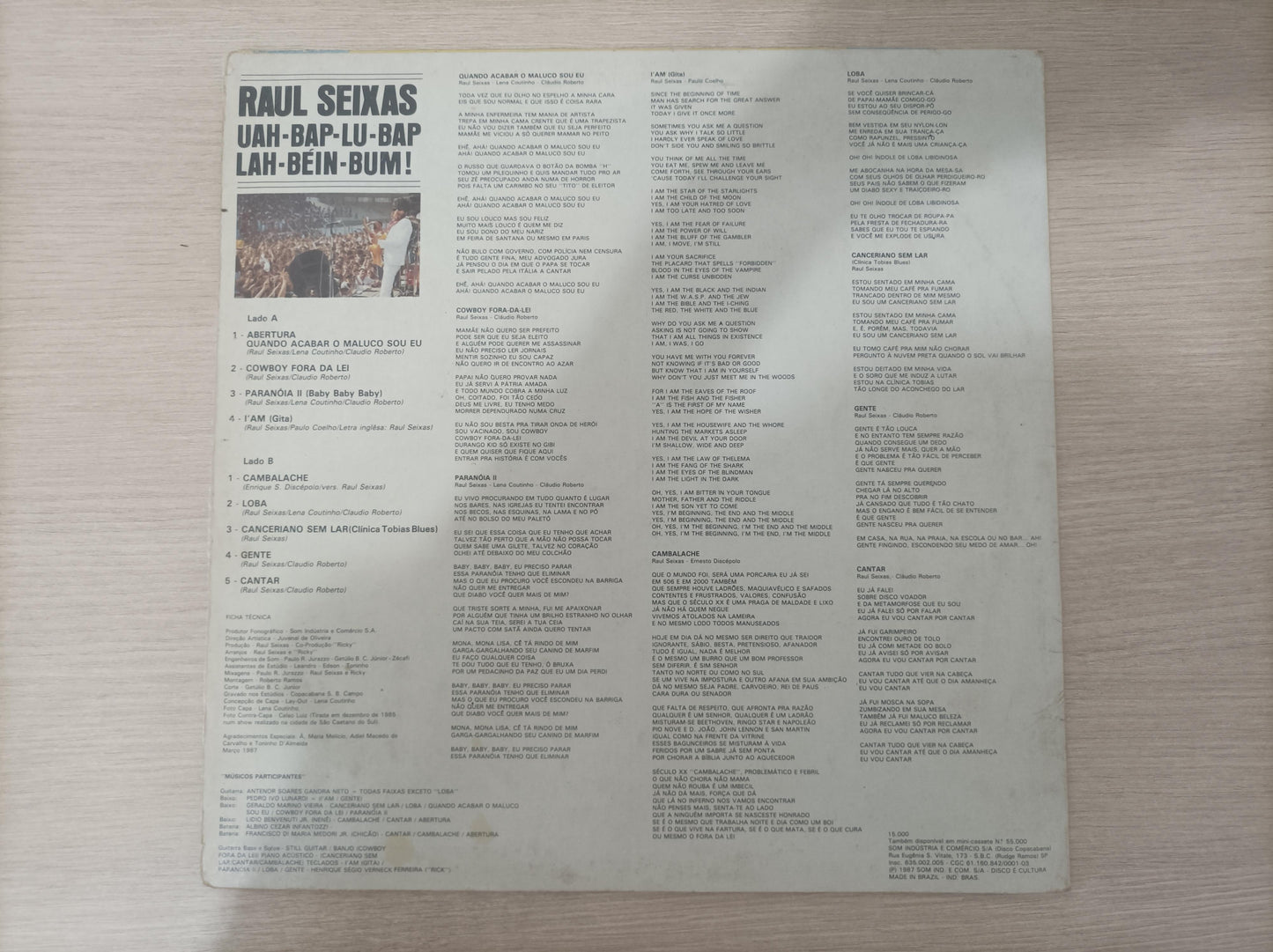 Lp Vinil Raul Seixas Uah-Bap-Lu-Bap-Lah-Béin-Bum!