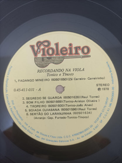 Lp Vinil Tonico & Tinoco Recordando Na Viola